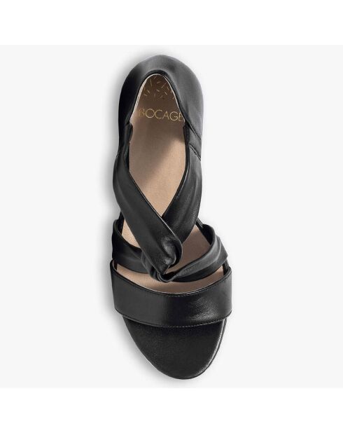Sandales compensées en Cuir Paprika noires - Talon 7 cm
